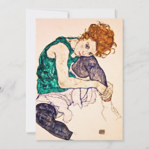 Egon Schiele - Seated Woman With Legs Drawn Up Holiday Card