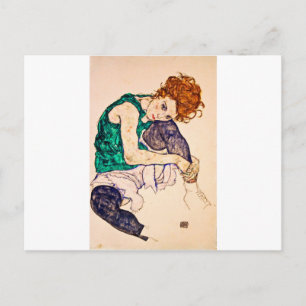 Egon Schiele - Seated Woman With Legs Drawn Up Postcard