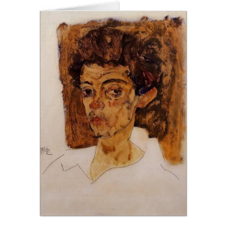 Egon Schiele- Self Portrait with Brown Background