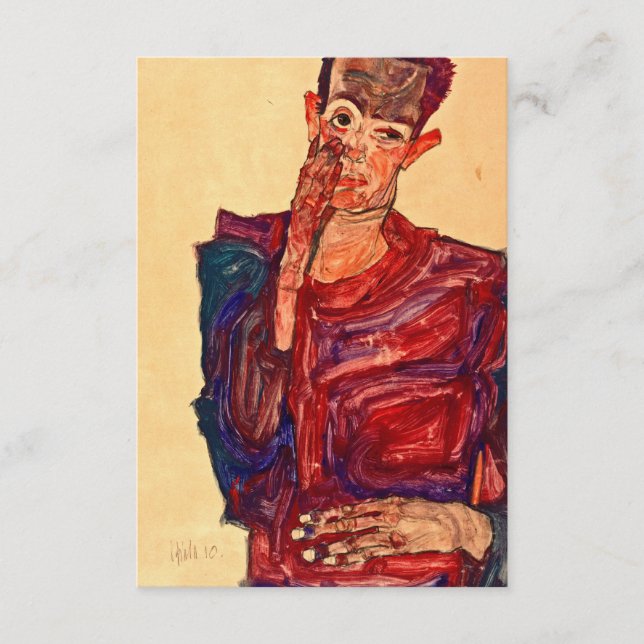 Egon Schiele - Self Portrait With Eyelid Pulled Enclosure Card (Front)