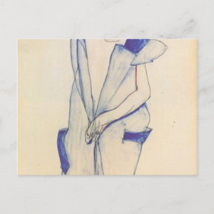 Egon Schiele- Standing Girl In A Blue And Green Postcard