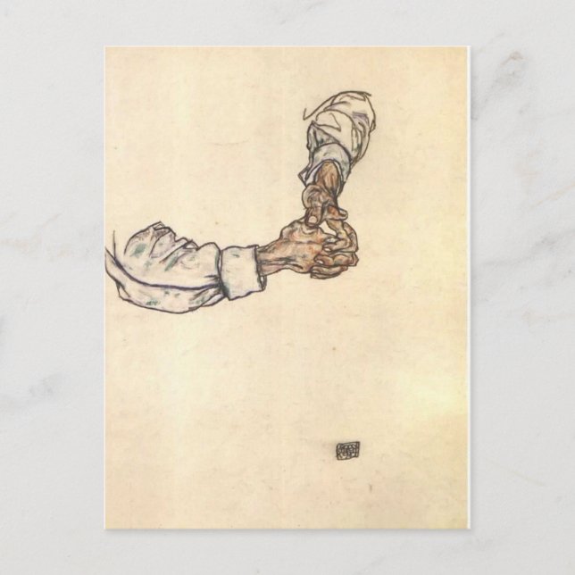 Egon Schiele- Study of hands Postcard (Front)