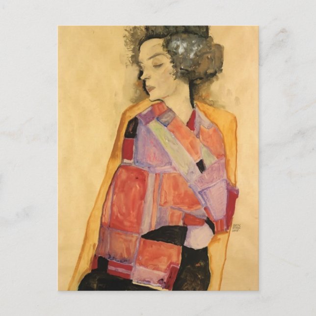 Egon Schiele- The Daydreamer (Gerti Schiele) Postcard (Front)