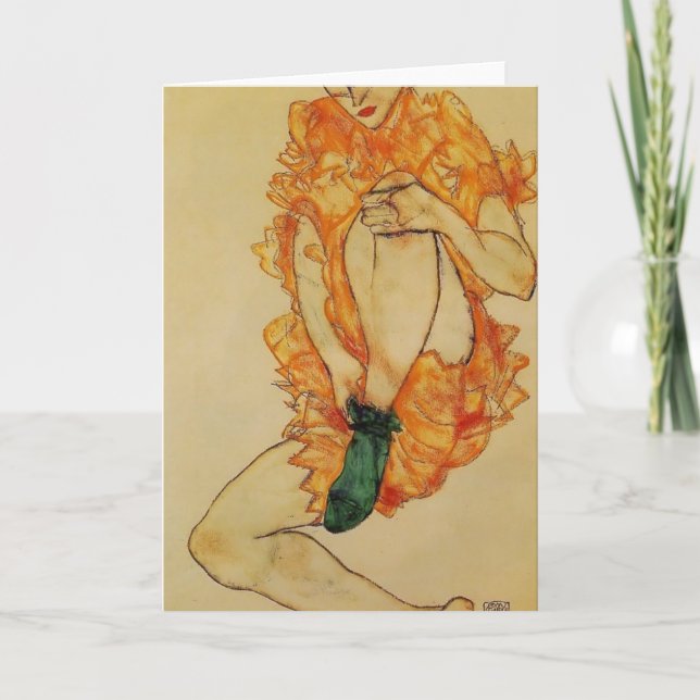 Egon Schiele- The Green Stocking Card (Front)