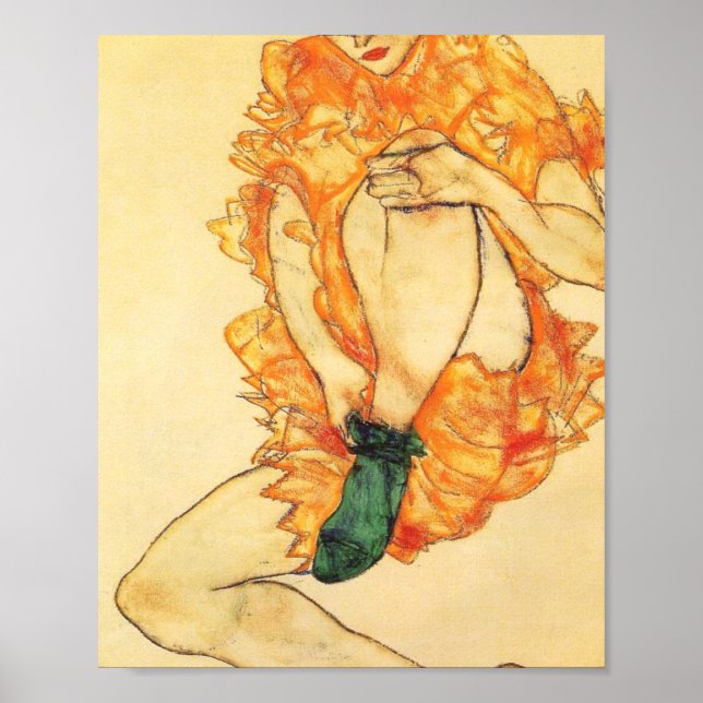 Egon Schiele- The Green Stocking Poster (Front)