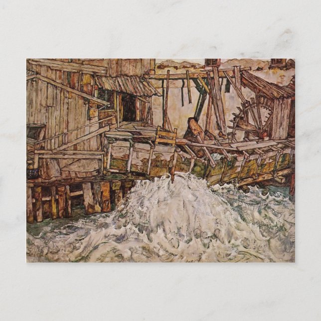 Egon Schiele- The Mill Postcard (Front)