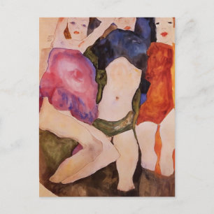 Egon Schiele- Three Girls Postcard