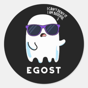Egost Funny Halloween Ego Ghost Pun Dark BG Classic Round Sticker