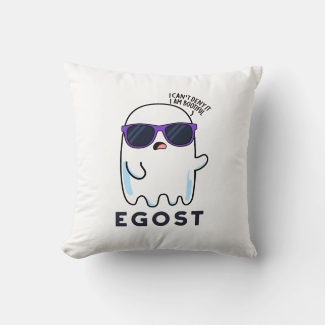 Egost Funny Halloween Ego Ghost Pun Throw Pillow (Front)