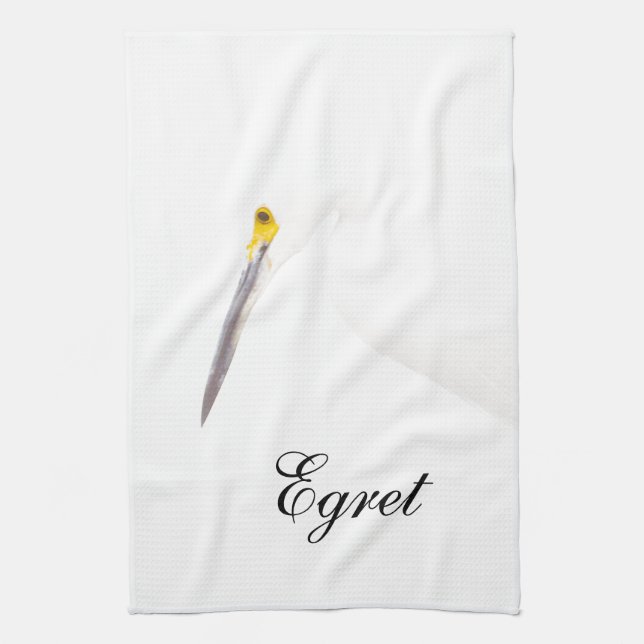 Egret headshot kitchen towel (Vertical)