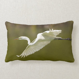 egret in flight lumbar pillow