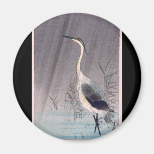 Egret in Rain by Seitei Watanabe 1851- 1918 Magnet
