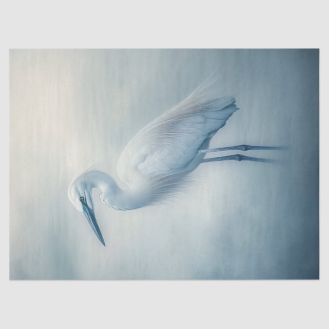 Egret in the Fog Decoupage Tissue Paper (Front)