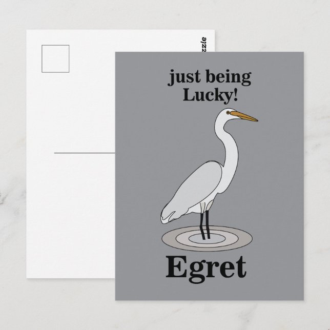 Egret Lucky Bird Postcard (Front/Back)