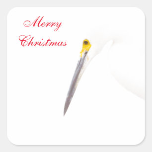 Egret Merry Christmas Square Sticker