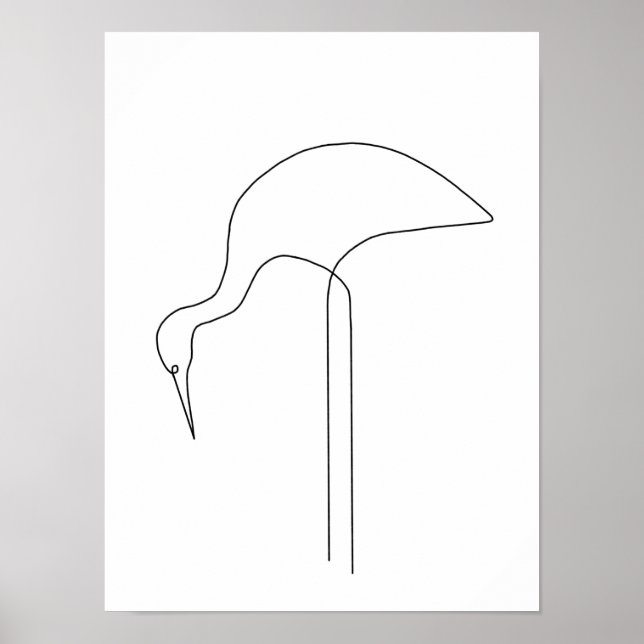 Egret Minimalist Bird Line Art Poster (Front)