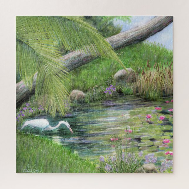 Egret on Pond   Jigsaw Puzzle (Vertical)