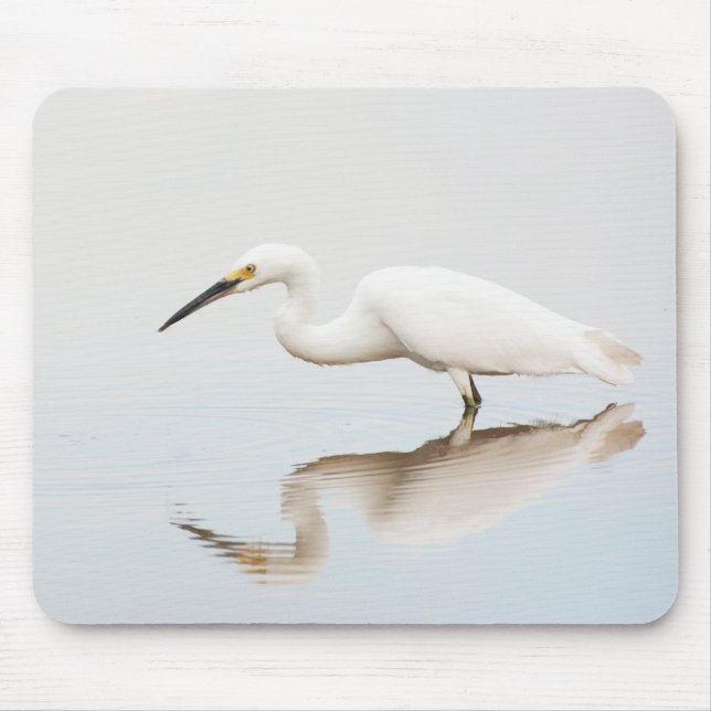 Egret on still pond mouse pad (Front)