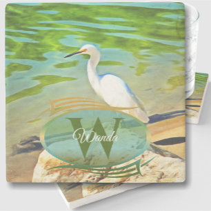 Egret On the Mismaloya River 0335 Stone Coaster