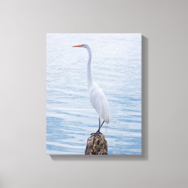Egret Perch Canvas Print (Front)