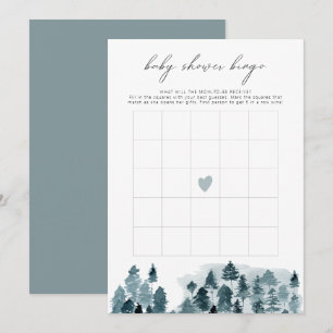 EGRET Rustic Winter Pine Baby Shower Bingo Game Invitation
