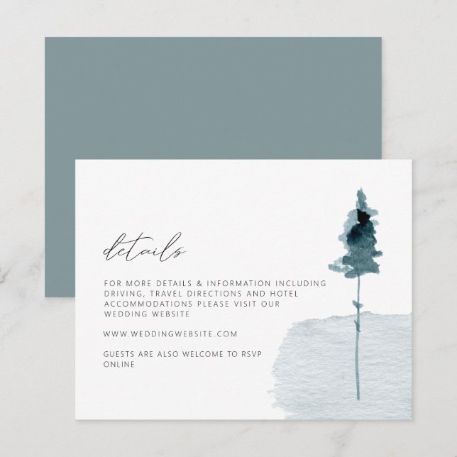 EGRET Rustic Winter Pine Wedding Details Card (Front/Back)