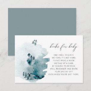 EGRET Slate Blue Pine Baby Shower Books for Baby Invitation
