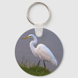Egret Strolling in the Sunlight Keychain