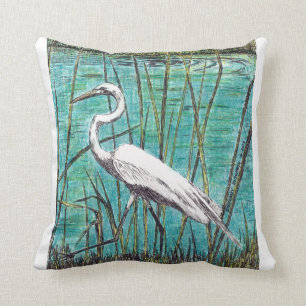 Egret Throw Pillow