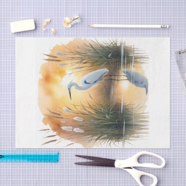 egret watercolor tissue paper (Craft)