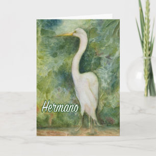 Egret white wilderness Hernano D-Day card Spanish