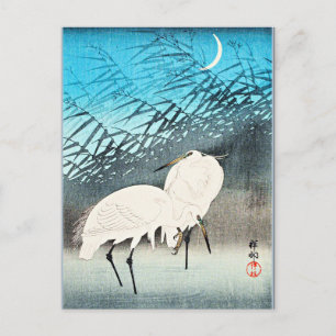 Egrets and Reeds, fine art by Ohara Koson Postcard