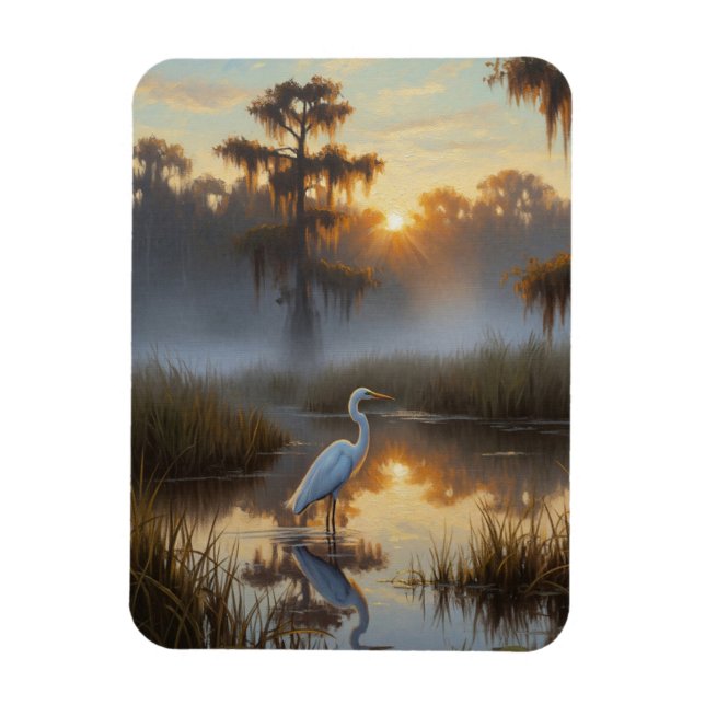 Egrets in Everglades National Park Morning Magnet (Vertical)