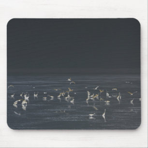 Egrets On The Midnight Blue Ocean Mouse Pad