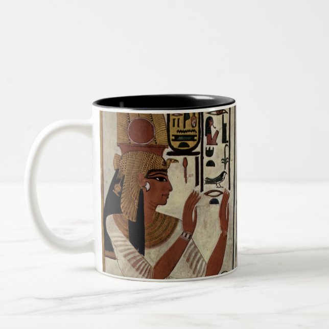 Egypt Ancient Pharaoh Tombs Colourful Painting Art Two-Tone Coffee Mug (Left)