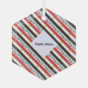 Egypt and Egyptian Flag Tiled with Your Name Glass Ornament