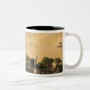 Egypt, Aswan, Nile River, Felucca sailboats, 2 Two-Tone Coffee Mug