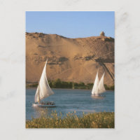 Egypt, Aswan, Nile River, Felucca sailboats,