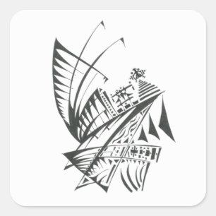 Egypt Black White Abstract Tribal Tattoo Art Square Sticker