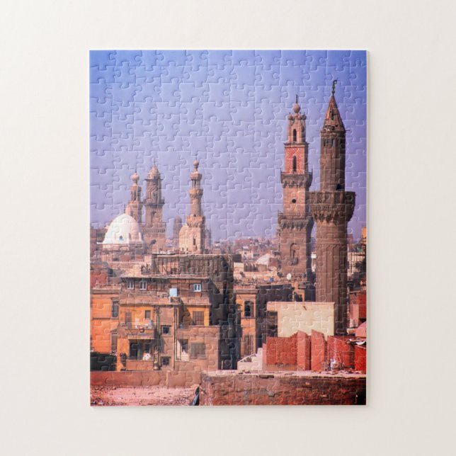 Egypt, Cairo Rooftops, Minarets of Ancient City Jigsaw Puzzle (Vertical)