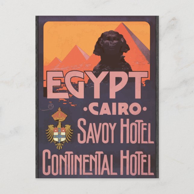 Egypt Cairo Savoy Hotel Continental Hotel, Vintage Postcard (Front)