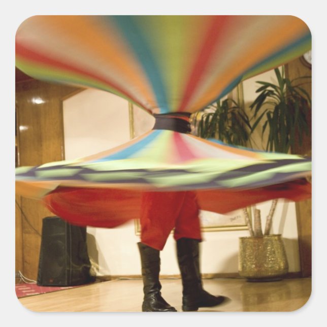 Egypt, Cairo. Whirling dervish dazzling GCT Square Sticker (Front)