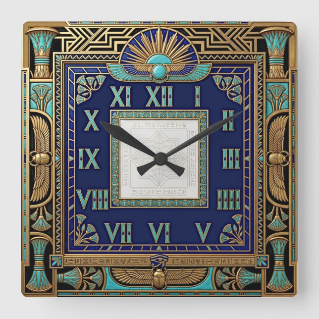 Egypt Deco Art Square Wall Clock (Front)