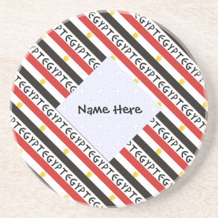 Egypt Egyptian Flag Tiled Personalized Name  Coaster