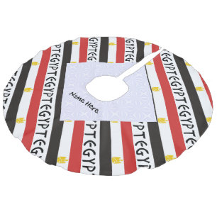 Egypt Egyptian Flag Tiled Personalized Name Faux Linen Tree Skirt