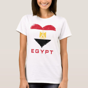 Egypt Flag Heart Distressed Women's White T-Shirt