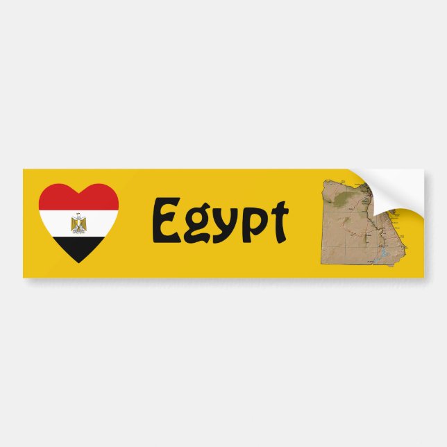 Egypt Flag Heart + Map Bumper Sticker (Front)