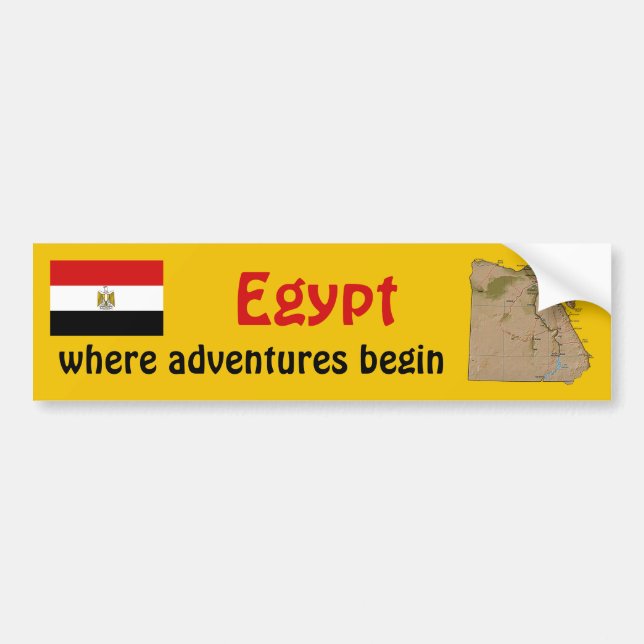 Egypt Flag + Map Bumper Sticker (Front)