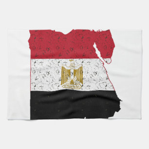 Egypt Flag Map Crackle Kitchen Towel