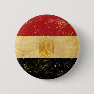 Egypt Flag Vintage Grunge Design Button